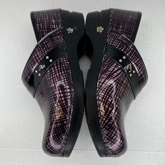Koi by Sanita Womens Carol Purple Pinstripe Crosshatching Slip On Size 39 Mules - Picture 7 of 9